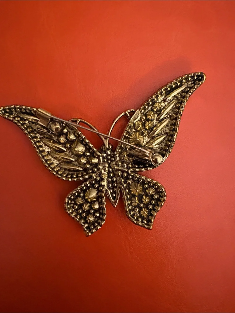 Crystal Butterfly Brooch in Teal & Purple